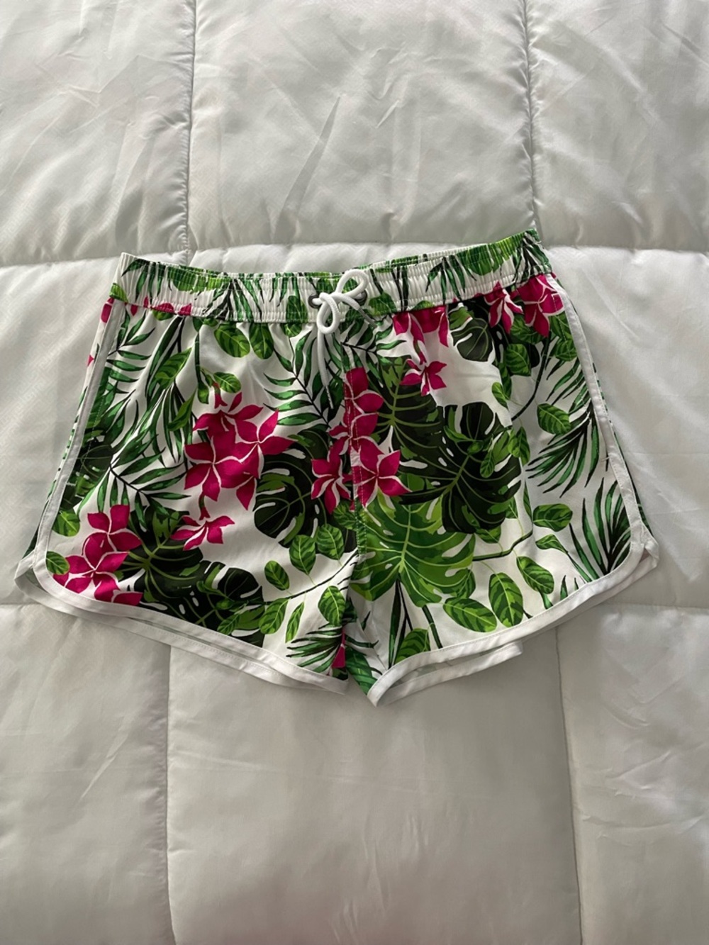 Tropical Floral Elastic Waist Beach Shorts